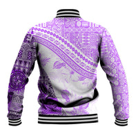 Hawaiian Tapa Baseball Jacket Traditional Vintage Pattern Violet LT05 - Polynesian Pride