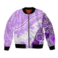 Hawaiian Tapa Bomber Jacket Traditional Vintage Pattern Violet LT05 Unisex Violet - Polynesian Pride