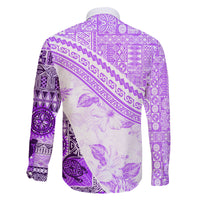 Hawaiian Tapa Family Matching Mermaid Dress and Hawaiian Shirt Traditional Vintage Pattern Violet LT05 - Polynesian Pride