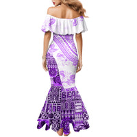 Hawaiian Tapa Family Matching Mermaid Dress and Hawaiian Shirt Traditional Vintage Pattern Violet LT05 - Polynesian Pride