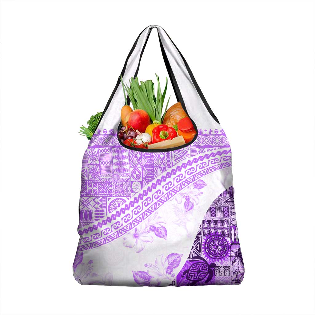 Hawaiian Tapa Grocery Bag Traditional Vintage Pattern Violet