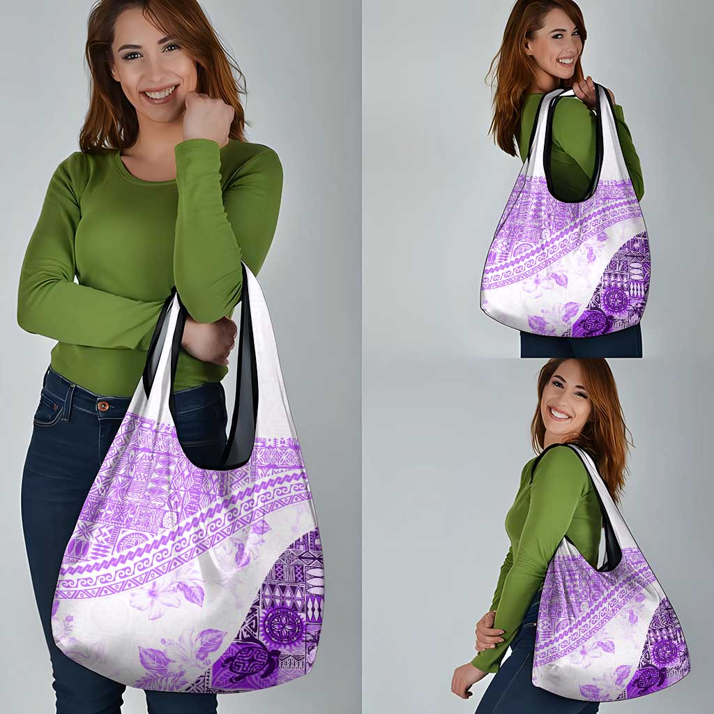 Hawaiian Tapa Grocery Bag Traditional Vintage Pattern Violet