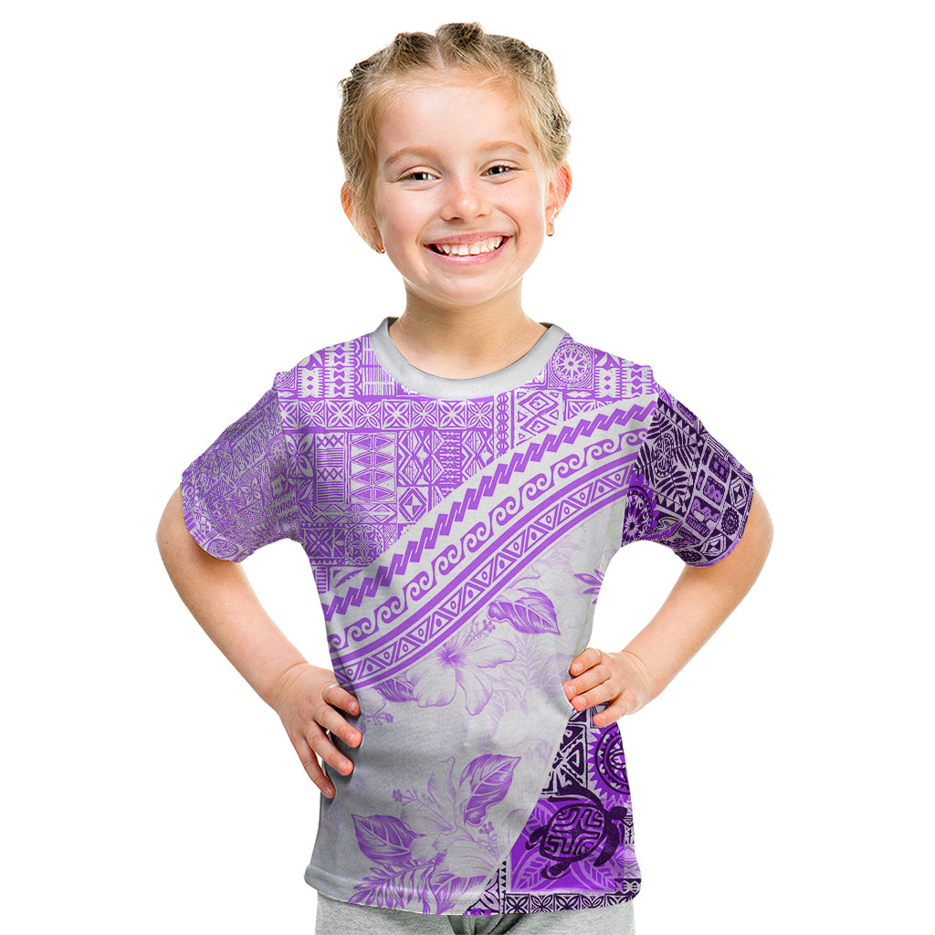 Hawaiian Tapa Kid T Shirt Traditional Vintage Pattern Violet LT05 Violet - Polynesian Pride