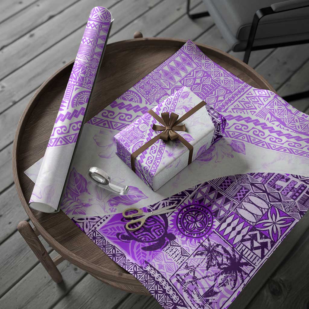 Hawaiian Tapa Wrapping Paper Traditional Vintage Pattern Violet - Polynesian Pride