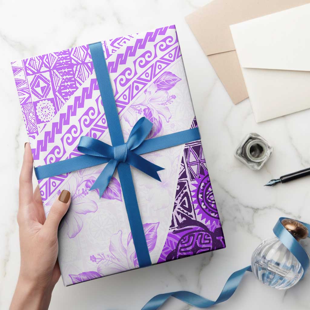 Hawaiian Tapa Wrapping Paper Traditional Vintage Pattern Violet - Polynesian Pride