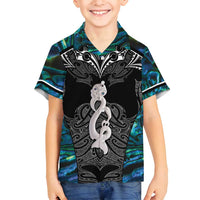 New Zealand Aotearoa Family Matching Off Shoulder Short Dress and Hawaiian Shirt Maori Taniwha Paua Shell