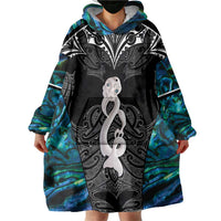 New Zealand Aotearoa Wearable Blanket Hoodie Maori Taniwha Paua Shell