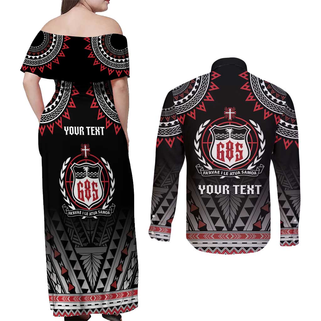 Personalised Samoa Black Saturday Couples Matching Off Shoulder Maxi Dress and Long Sleeve Button Shirt Samoa For Samoans