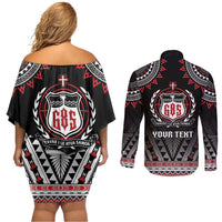 Personalised Samoa Black Saturday Couples Matching Off Shoulder Short Dress and Long Sleeve Button Shirt Samoa For Samoans