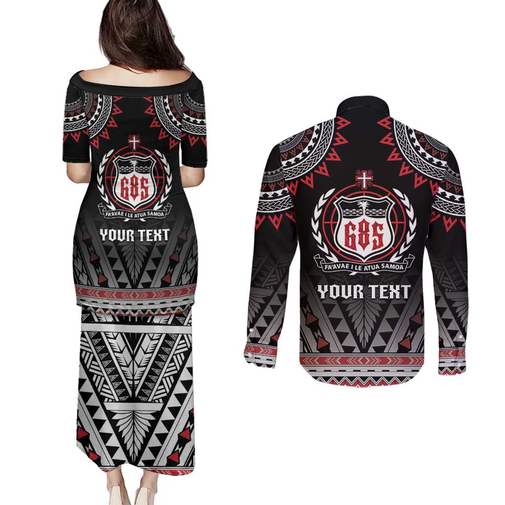 Personalised Samoa Black Saturday Couples Matching Puletasi and Long Sleeve Button Shirt Samoa For Samoans