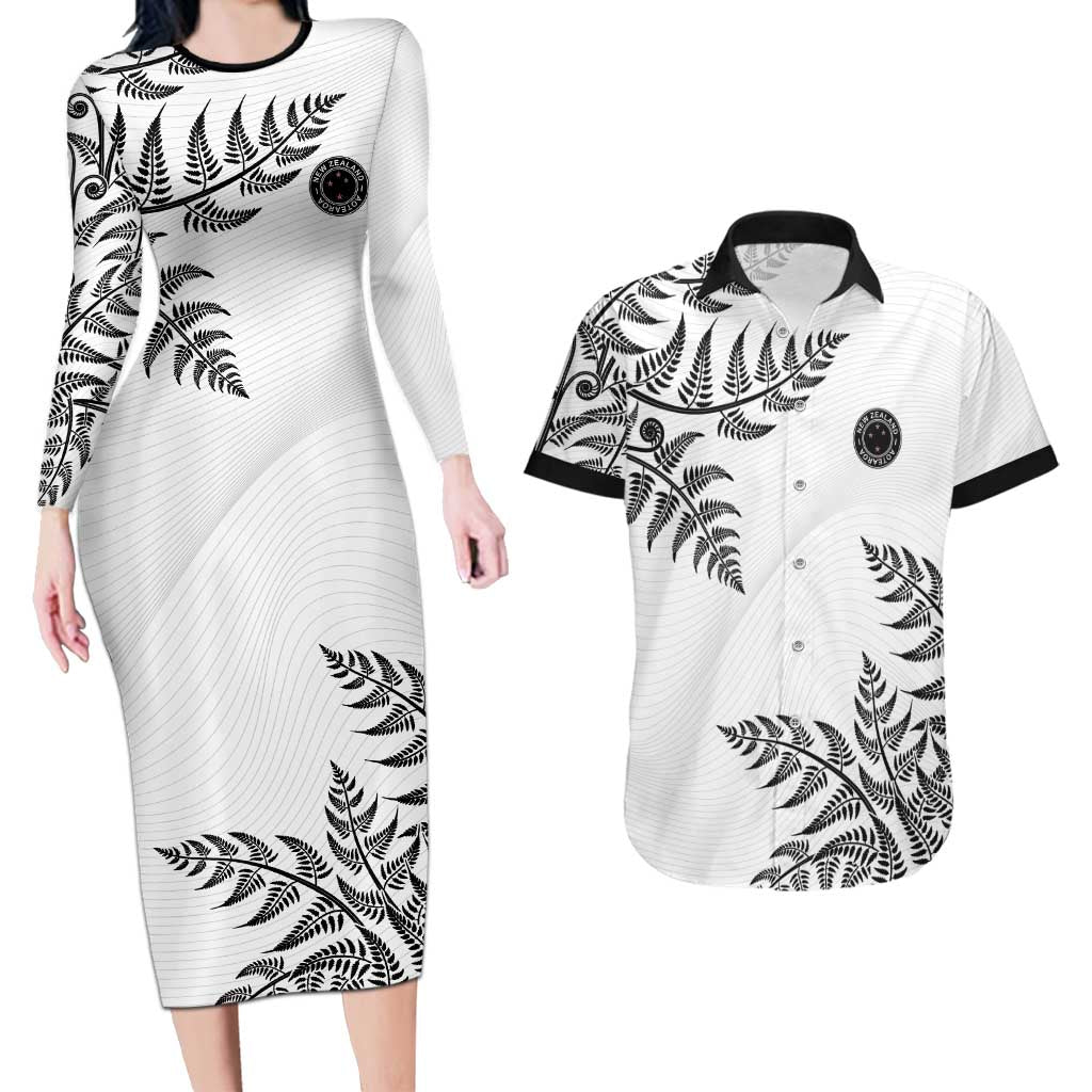 Custom New Zealand Football Couples Matching Long Sleeve Bodycon Dress and Hawaiian Shirt Aotearoa Pride - Polynesian Pride