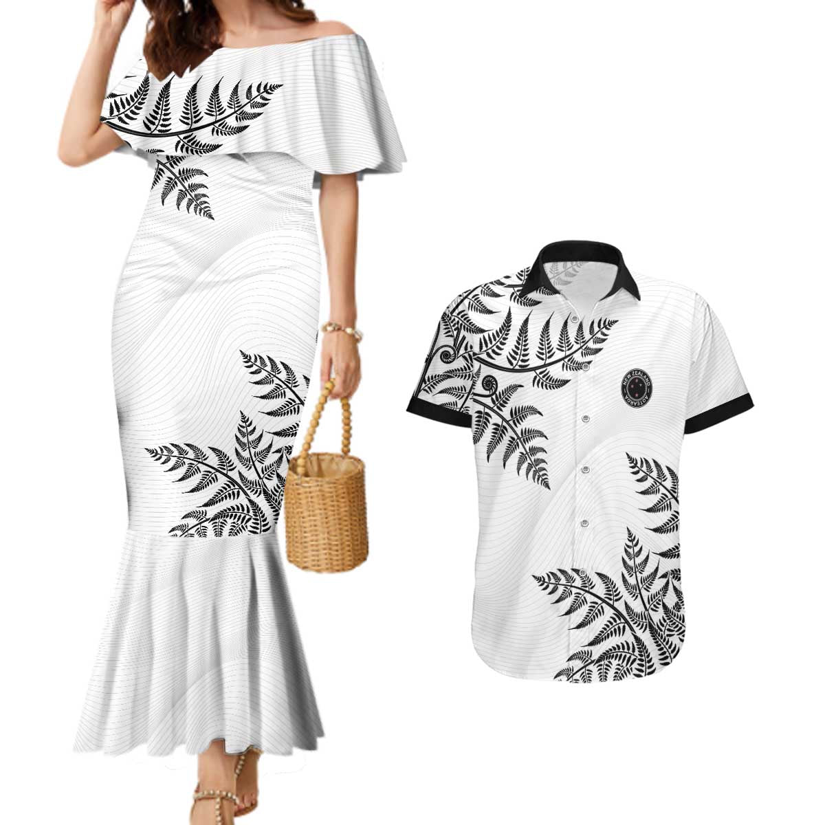 Custom New Zealand Football Couples Matching Mermaid Dress and Hawaiian Shirt Aotearoa Pride - Polynesian Pride