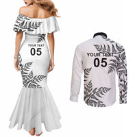Custom New Zealand Football Couples Matching Mermaid Dress and Long Sleeve Button Shirt Aotearoa Pride LT05 - Polynesian Pride