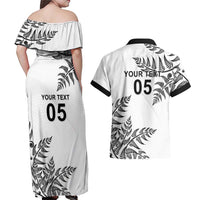 Custom New Zealand Football Couples Matching Off Shoulder Maxi Dress and Hawaiian Shirt Aotearoa Pride LT05 - Polynesian Pride