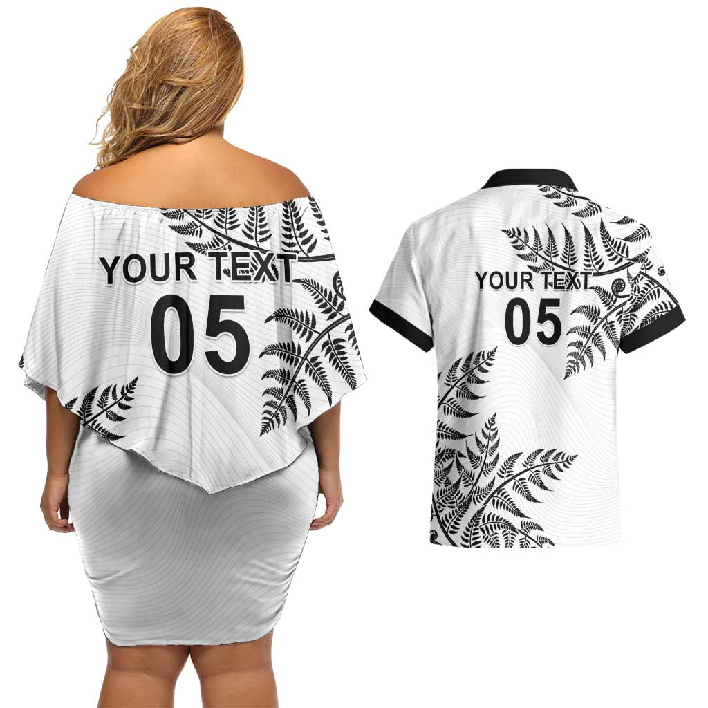 Custom New Zealand Football Couples Matching Off Shoulder Short Dress and Hawaiian Shirt Aotearoa Pride - Polynesian Pride