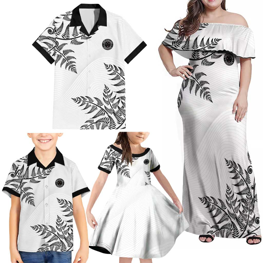 Custom New Zealand Football Family Matching Off Shoulder Maxi Dress and Hawaiian Shirt Aotearoa Pride - Polynesian Pride