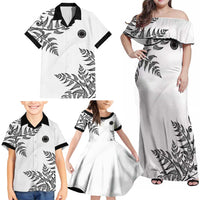 Custom New Zealand Football Family Matching Off Shoulder Maxi Dress and Hawaiian Shirt Aotearoa Pride - Polynesian Pride