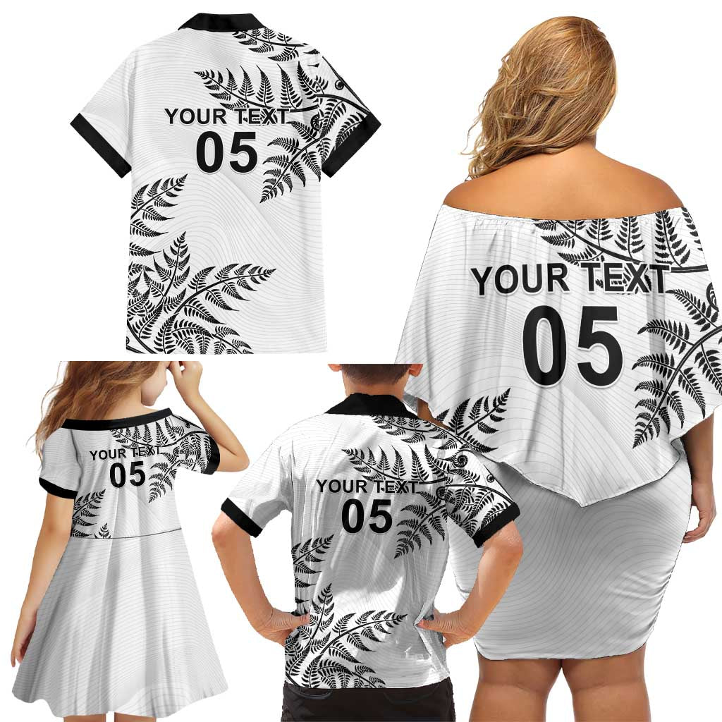 Custom New Zealand Football Family Matching Off Shoulder Short Dress and Hawaiian Shirt Aotearoa Pride - Polynesian Pride