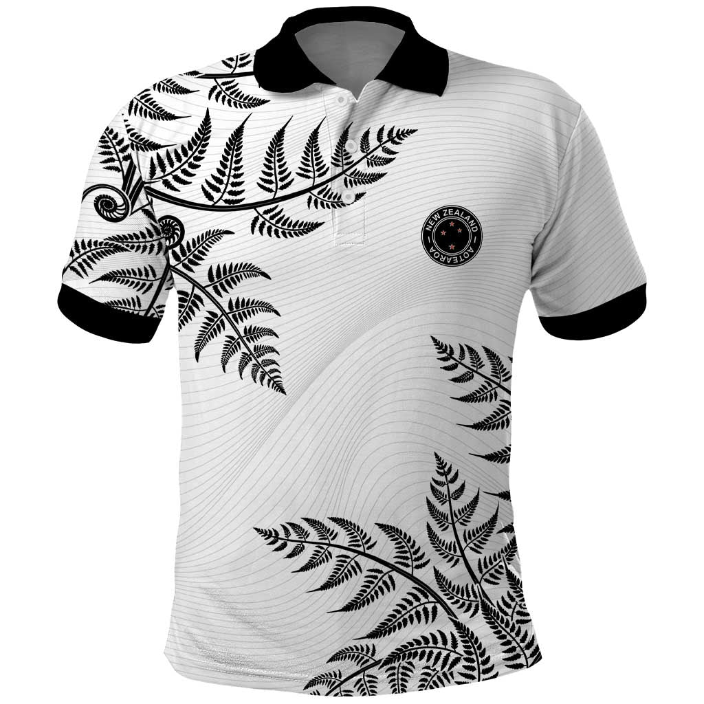 Custom New Zealand Football Polo Shirt Aotearoa Pride LT05 White - Polynesian Pride