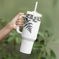 Custom New Zealand Football Tumbler With Handle Aotearoa Pride LT05 - Polynesian Pride