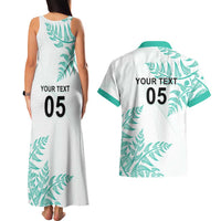 Custom New Zealand Football Couples Matching Tank Maxi Dress and Hawaiian Shirt Aotearoa Pride Aqua Version - Polynesian Pride