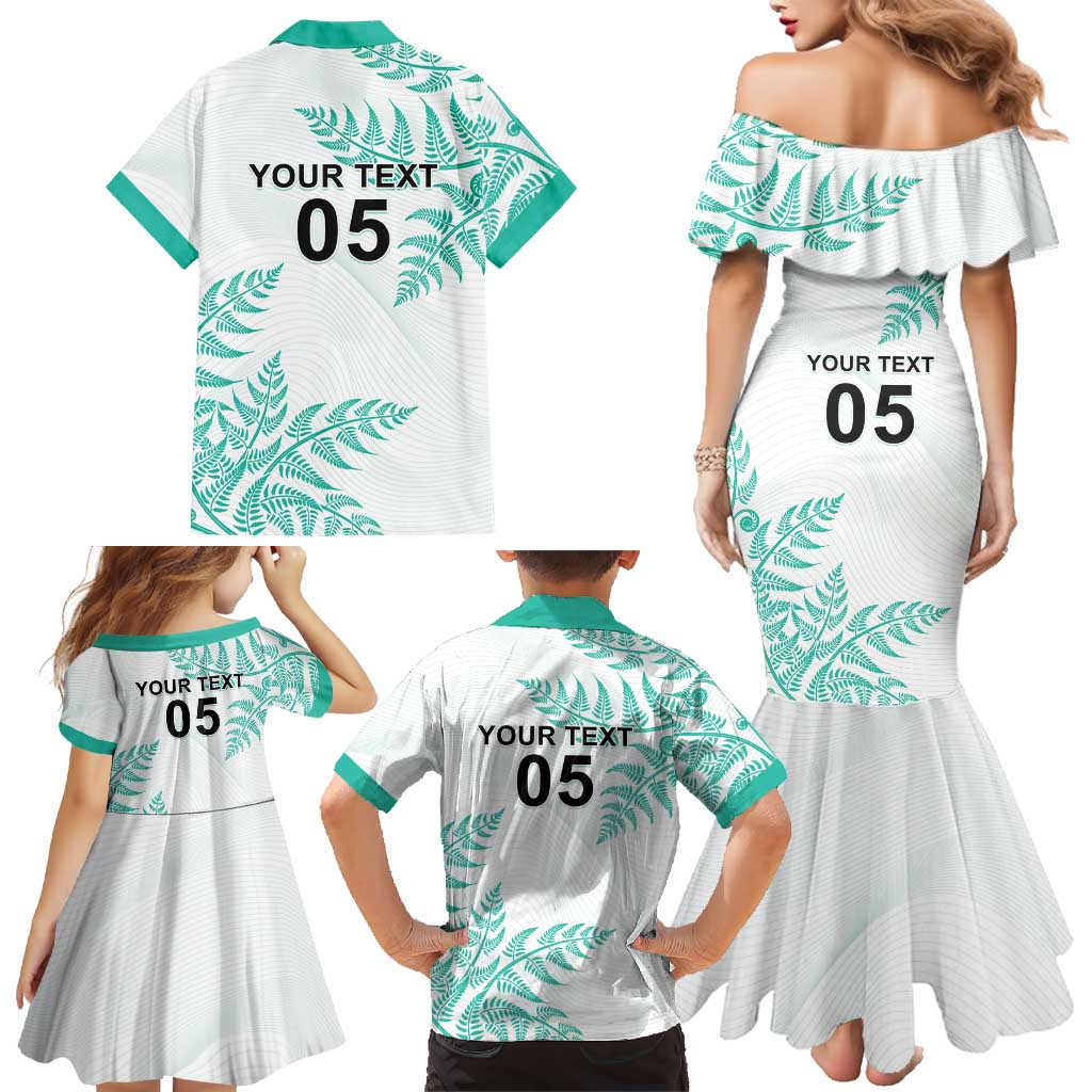 Custom New Zealand Football Family Matching Mermaid Dress and Hawaiian Shirt Aotearoa Pride Aqua Version - Polynesian Pride