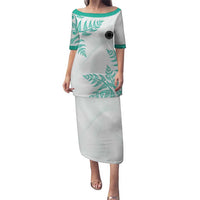 Custom New Zealand Football Family Matching Puletasi and Hawaiian Shirt Aotearoa Pride Aqua Version - Polynesian Pride