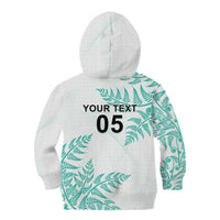 Custom New Zealand Football Kid Hoodie Aotearoa Pride Aqua Version - Polynesian Pride