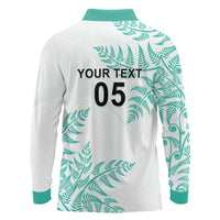 Custom New Zealand Football Long Sleeve Polo Shirt Aotearoa Pride Aqua Version - Polynesian Pride