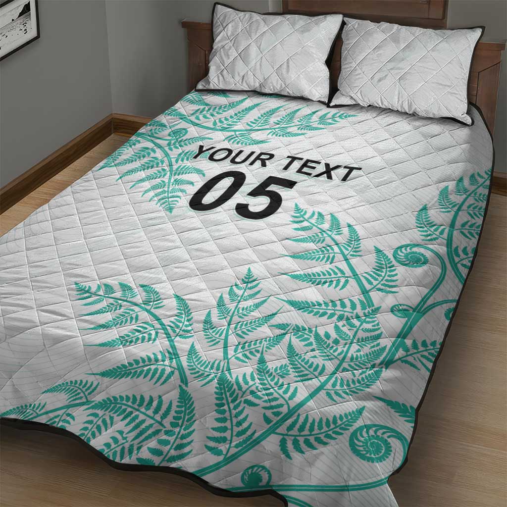 Custom New Zealand Football Quilt Bed Set Aotearoa Pride Aqua Version - Polynesian Pride