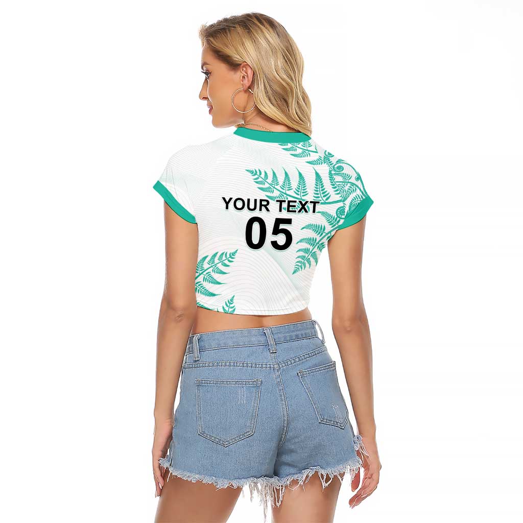 Custom New Zealand Football Raglan Cropped T Shirt Aotearoa Pride Aqua Version - Polynesian Pride