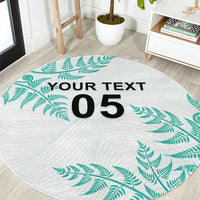 Custom New Zealand Football Round Carpet Aotearoa Pride Aqua Version - Polynesian Pride
