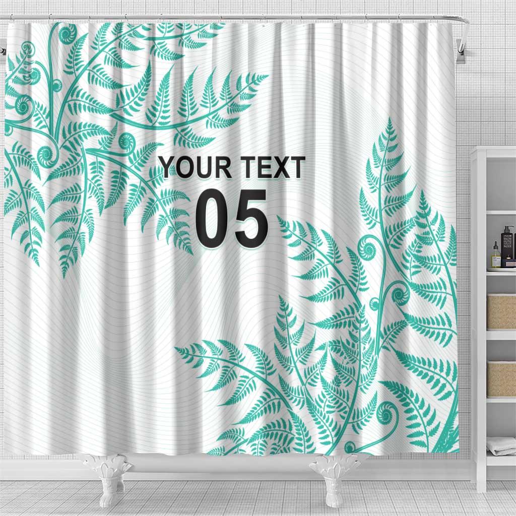 Custom New Zealand Football Shower Curtain Aotearoa Pride Aqua Version - Polynesian Pride