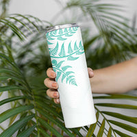 Custom New Zealand Football Skinny Tumbler Aotearoa Pride Aqua Version LT05 - Polynesian Pride