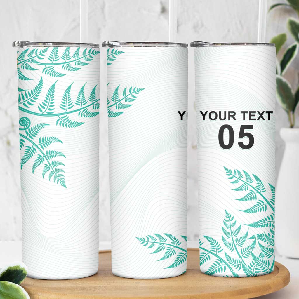 Custom New Zealand Football Skinny Tumbler Aotearoa Pride Aqua Version LT05 - Polynesian Pride