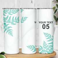 Custom New Zealand Football Skinny Tumbler Aotearoa Pride Aqua Version LT05 - Polynesian Pride