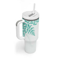 Custom New Zealand Football Tumbler With Handle Aotearoa Pride Aqua Version LT05 - Polynesian Pride