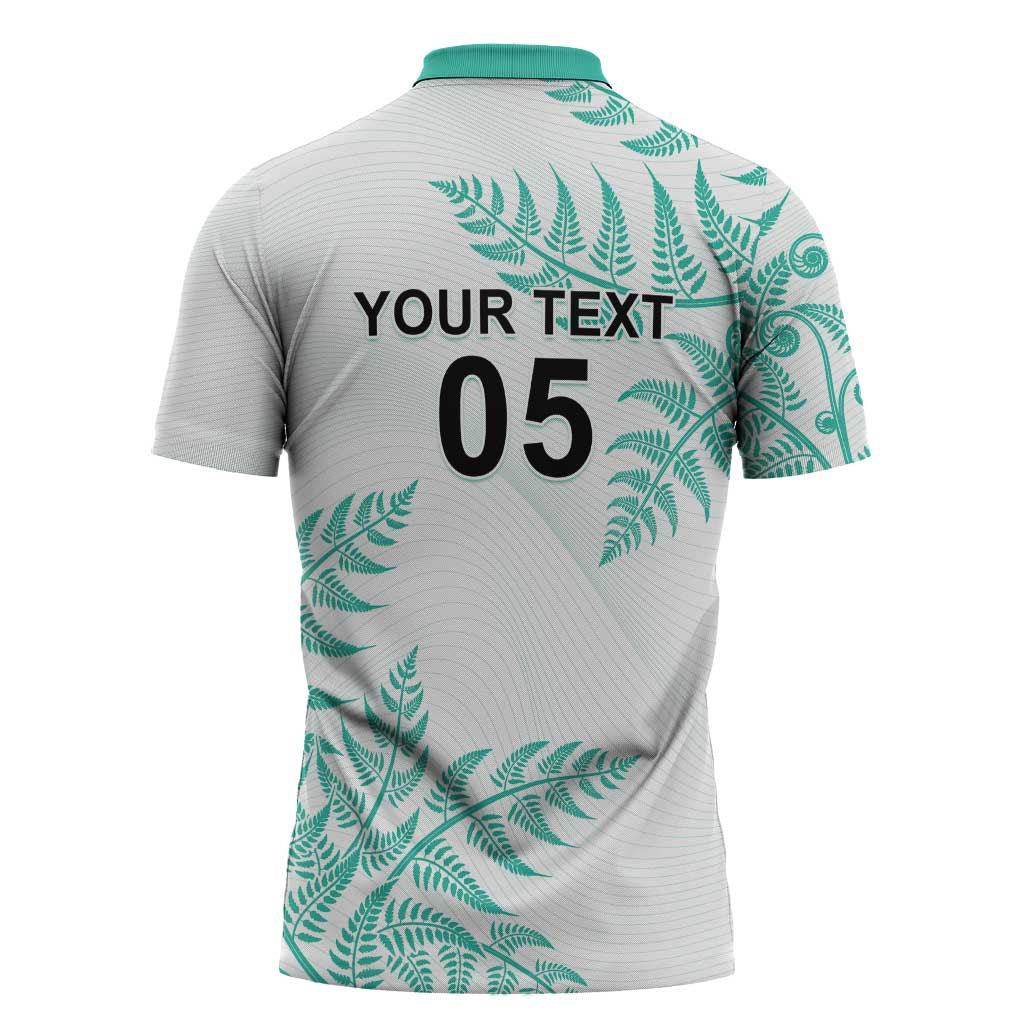 Custom New Zealand Football Zipper Polo Shirt Aotearoa Pride Aqua Version - Polynesian Pride