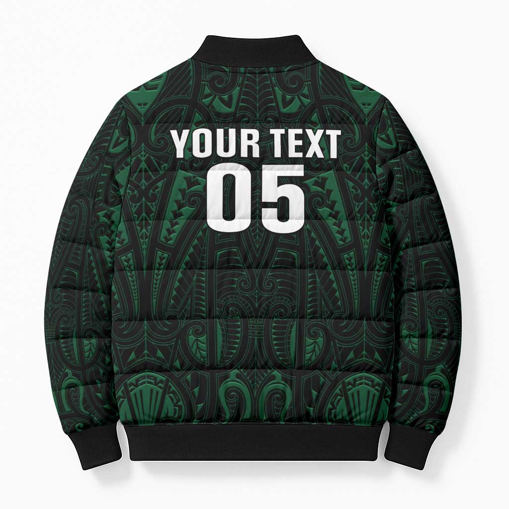 Custom New Zealand Fishing Bomber Puffer Jacket Maori Tribal Pattern - Polynesian Pride