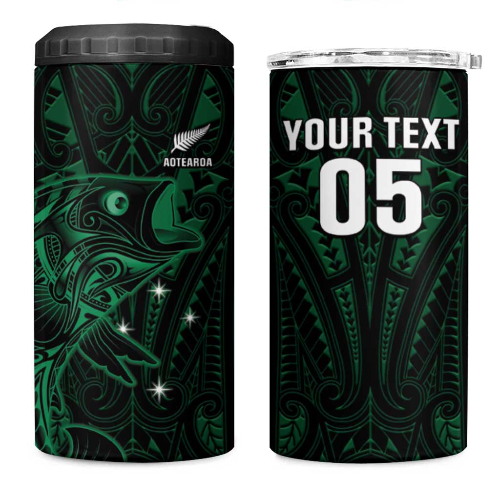 Custom New Zealand Fishing 4 in 1 Can Cooler Tumbler Maori Tribal Pattern - Polynesian Pride