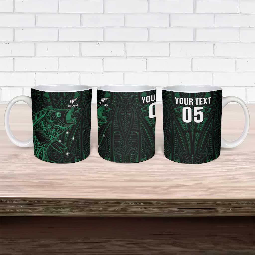 Custom New Zealand Fishing Ceramic Mug Maori Tribal Pattern - Polynesian Pride