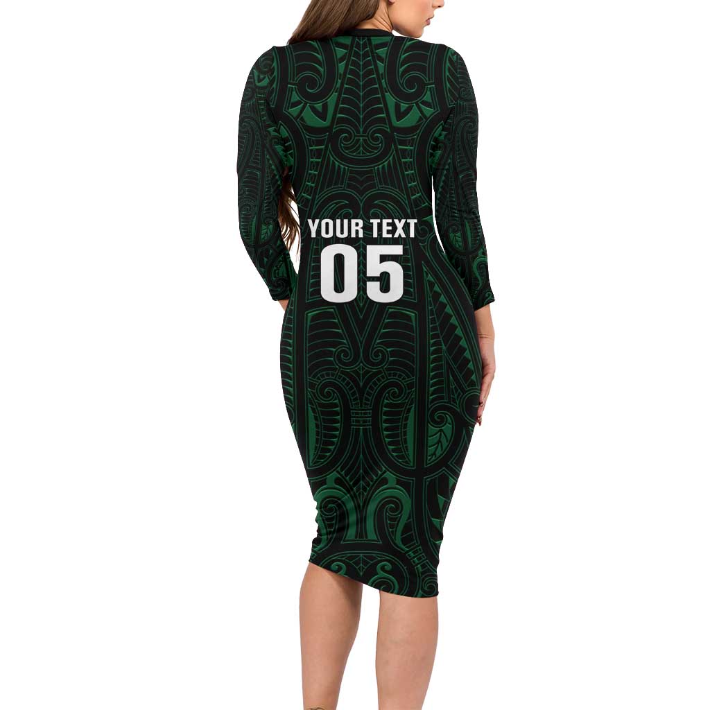 Custom New Zealand Fishing Family Matching Long Sleeve Bodycon Dress and Hawaiian Shirt Maori Tribal Pattern - Polynesian Pride