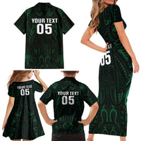 Custom New Zealand Fishing Family Matching Short Sleeve Bodycon Dress and Hawaiian Shirt Maori Tribal Pattern - Polynesian Pride