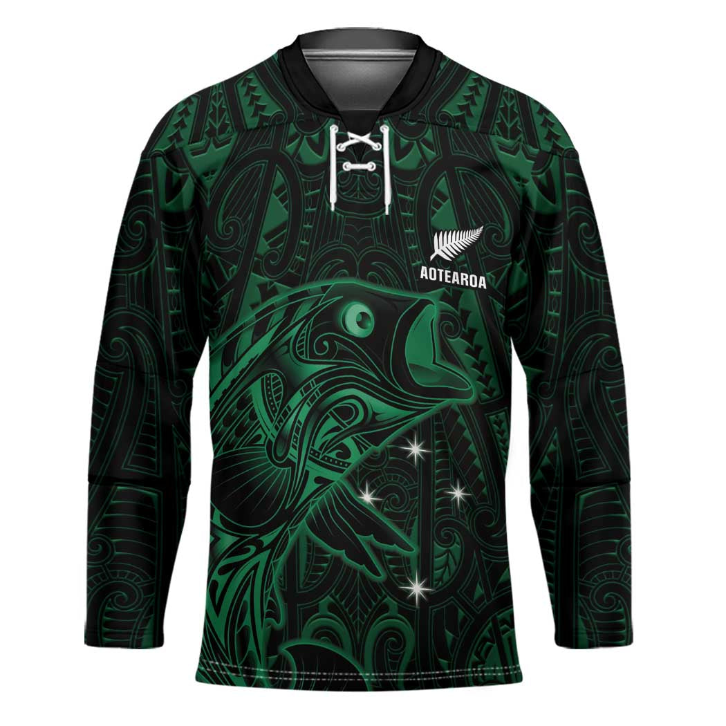 Custom New Zealand Fishing Hockey Jersey Maori Tribal Pattern LT05 Unisex Black - Polynesian Pride