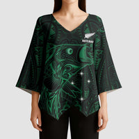 Custom New Zealand Fishing Kimono Sleeve Blouse Maori Tribal Pattern - Polynesian Pride