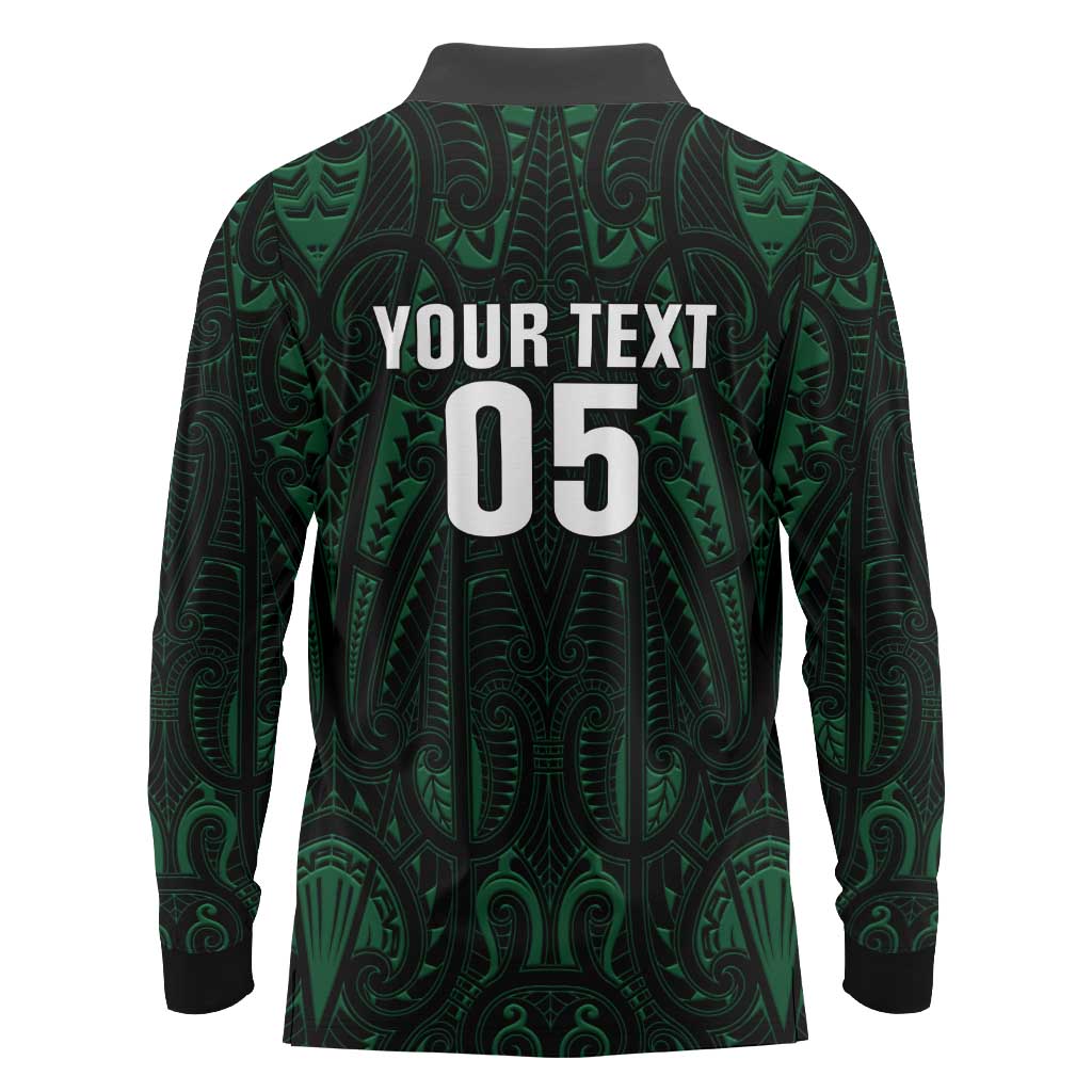 Custom New Zealand Fishing Long Sleeve Polo Shirt Maori Tribal Pattern - Polynesian Pride