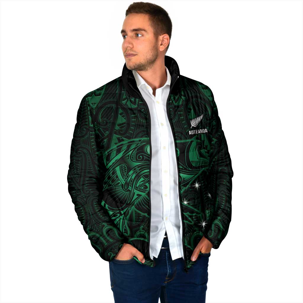 Custom New Zealand Fishing Padded Jacket Maori Tribal Pattern - Polynesian Pride