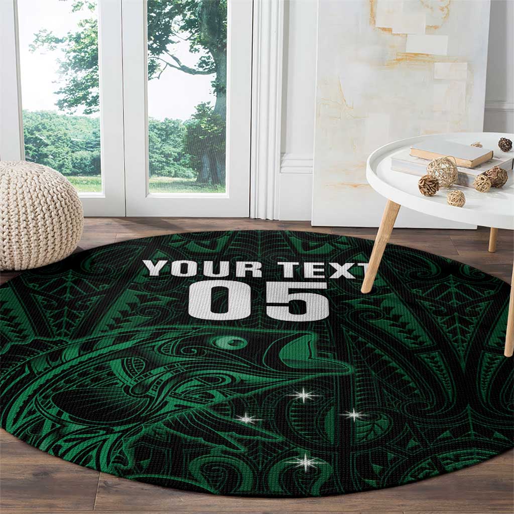 Custom New Zealand Fishing Round Carpet Maori Tribal Pattern - Polynesian Pride