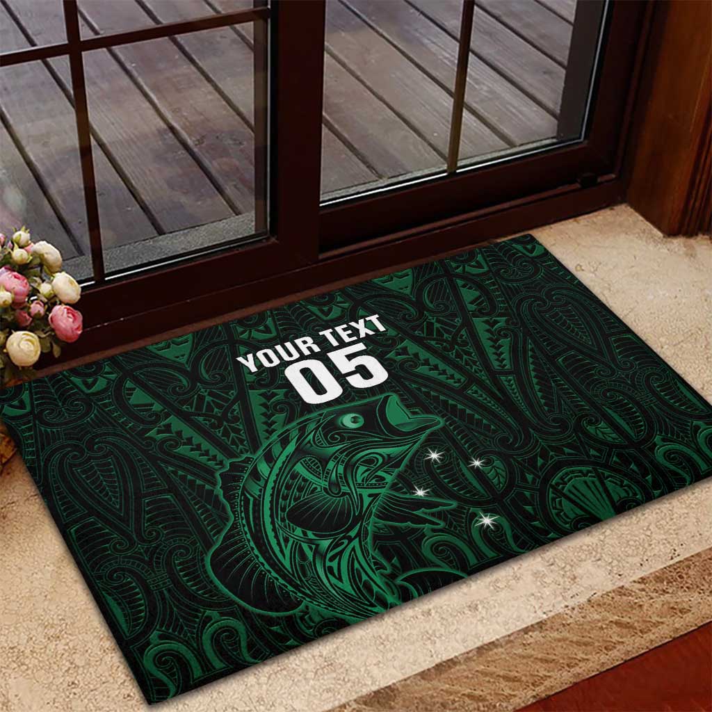Custom New Zealand Fishing Rubber Doormat Maori Tribal Pattern - Polynesian Pride