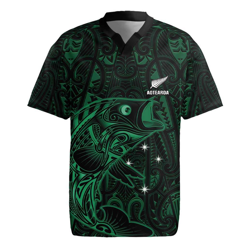 Custom New Zealand Fishing Rugby Jersey Maori Tribal Pattern - Polynesian Pride